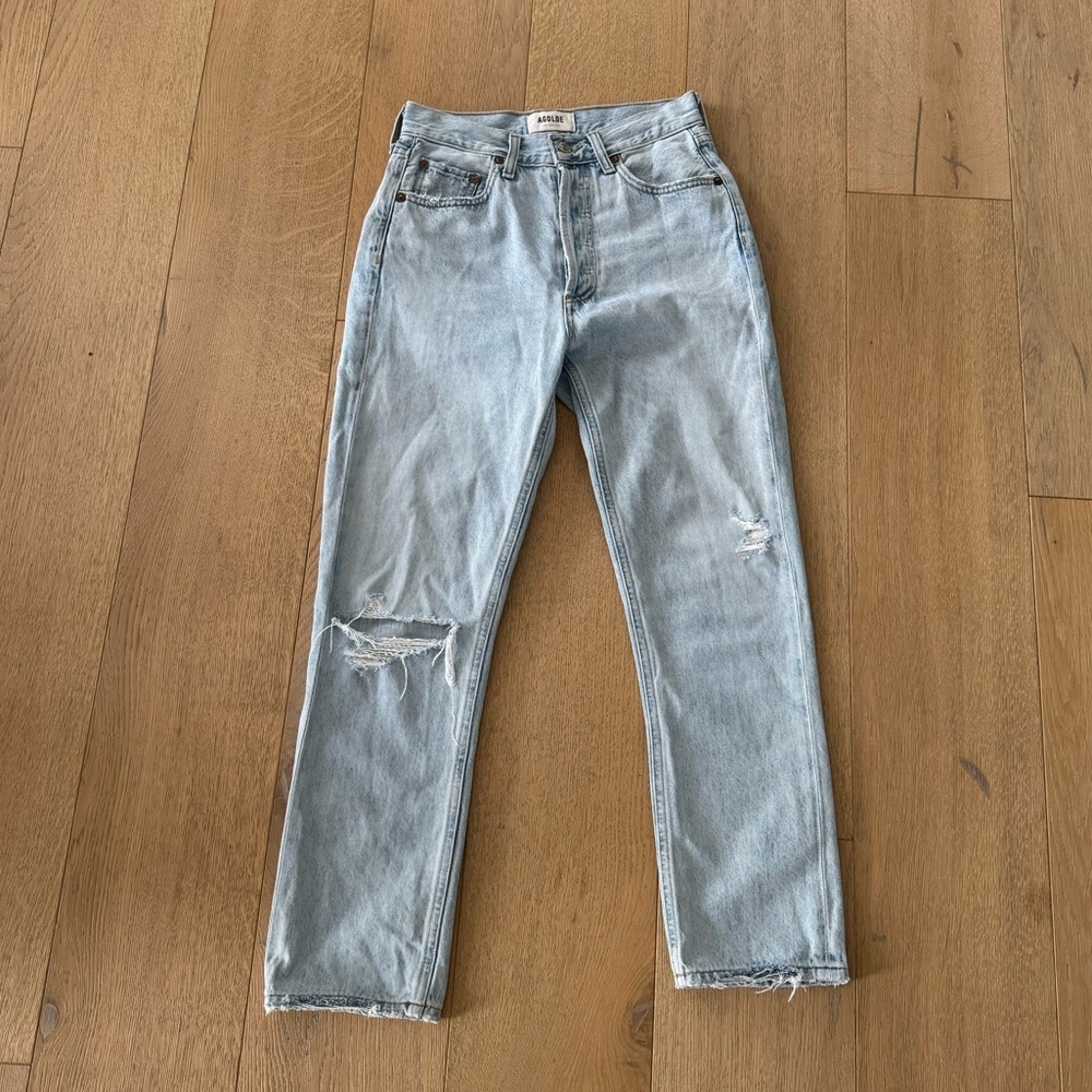 AGOLDE Riley High Rise Straight Crop Jeans Size 24 in Shatter - Picture 4 of 12